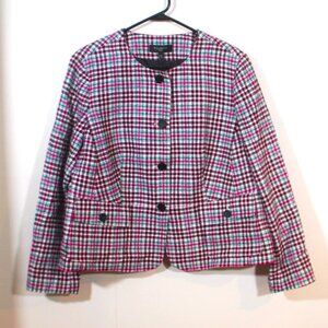NWT Talbots Wool Blend Blazer Jacket Collarless 16W Classic Business Career